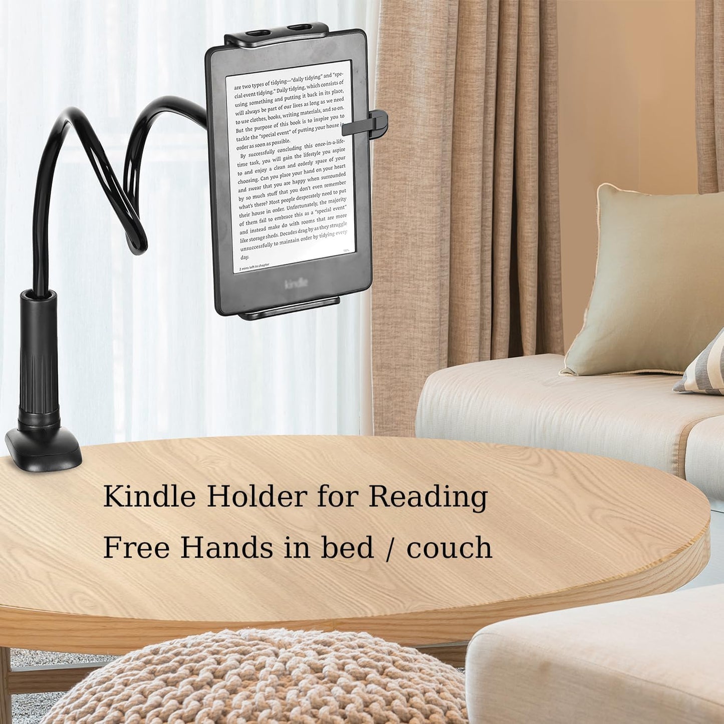 Gooseneck Tablet Phone Holder | Kindle Stand Holder for Bed | 33in Flexible Long Arm Clamp Clip Mount for iPhone, iPad, Switch, Galaxy Tabs, Kindle Fire, 4.7''-11'' Tablet Devices