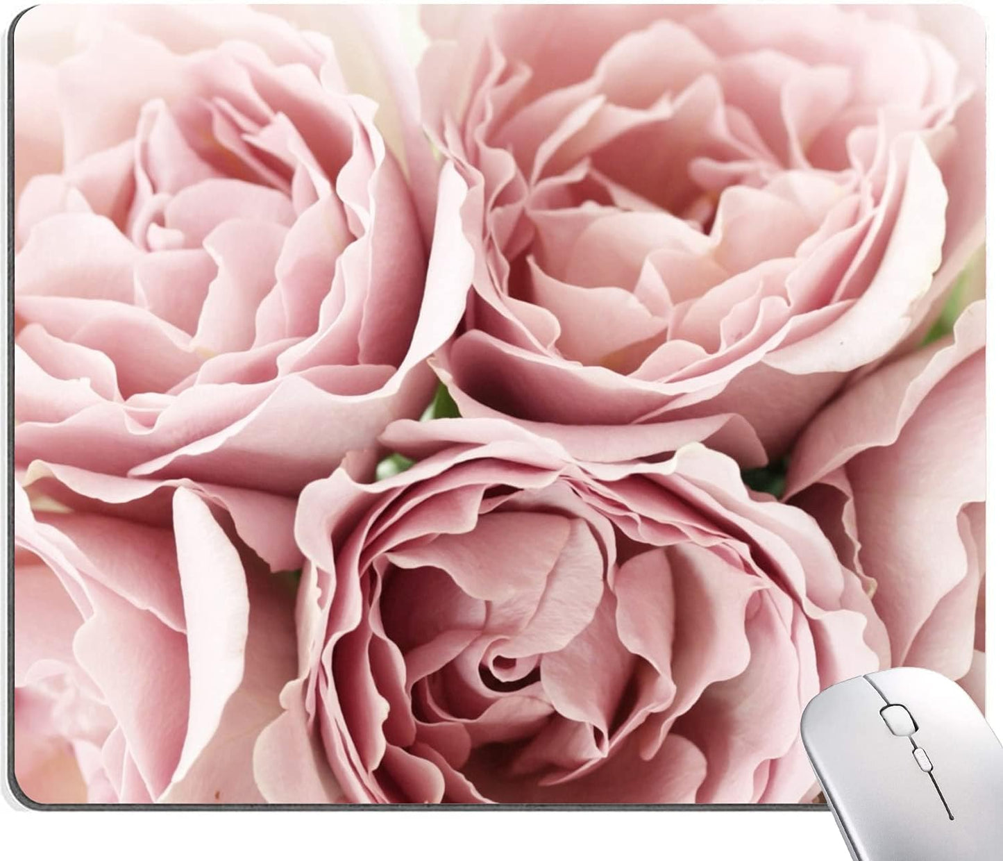 Hokafenle Mouse Pad Flower, Cute Floral Mouse Pads for Women, Mouse Mat Square Waterproof Mouse Pad Non-Slip Rubber Base MousePads for Office Laptop Computer, Pink Roses