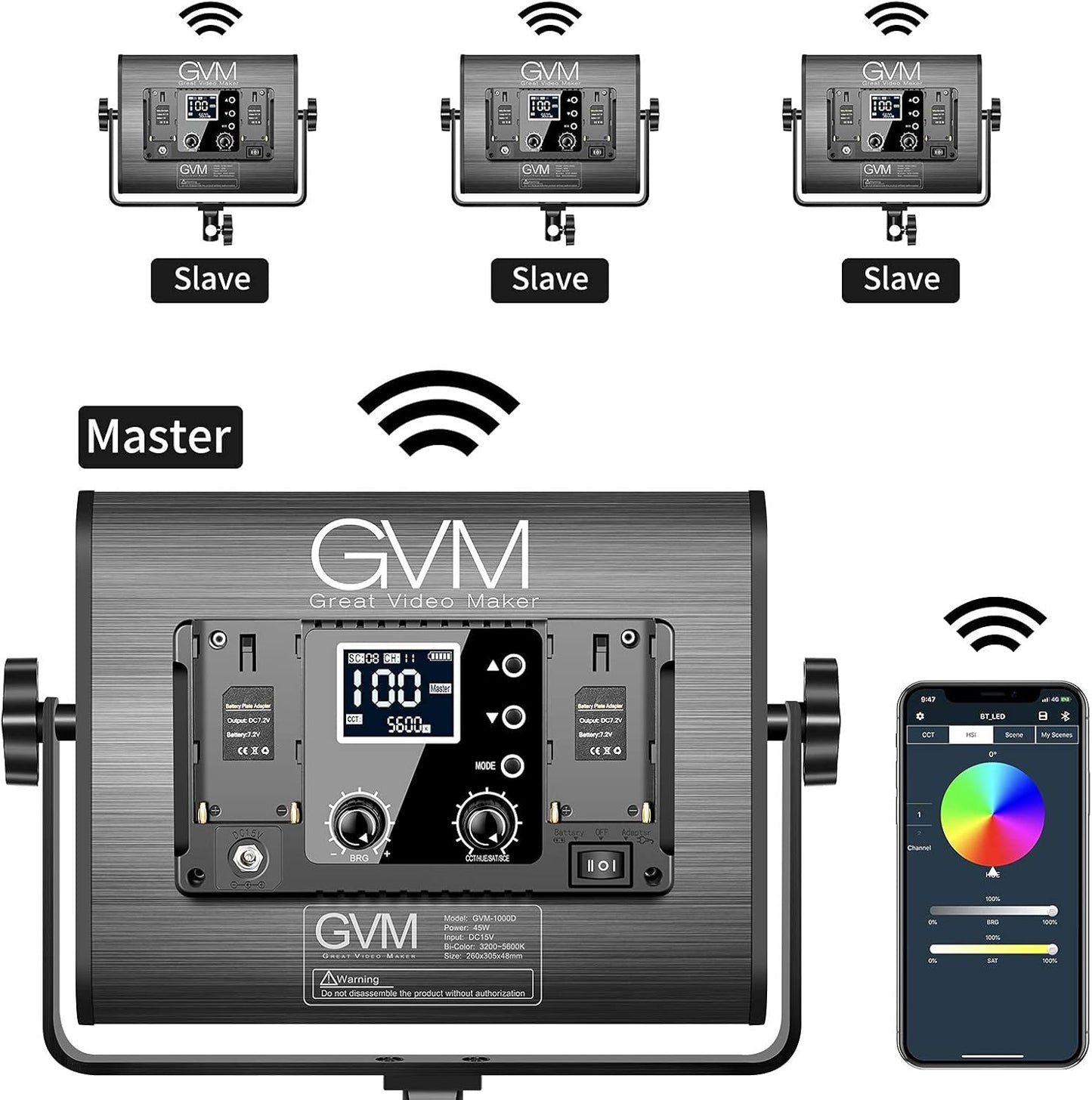 GVM RGB LED Video Light, Photography Lighting with APP Control, 1000D Video Lighting Kit for YouTube Studio, 3 Packs Led Panel Light, 3200K-5600K, 8 Kinds of The Scene Lights, CRI 97