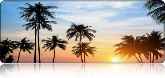 Large Gaming Mouse Pad with Stitched Edges, Extended Desk Mousepad with Superior Micro-Weave Cloth, Non-Slip Base, Water Resist Keyboard Pad for Gamer, Office & Home, 31.5 x 11.8 in,Tropics