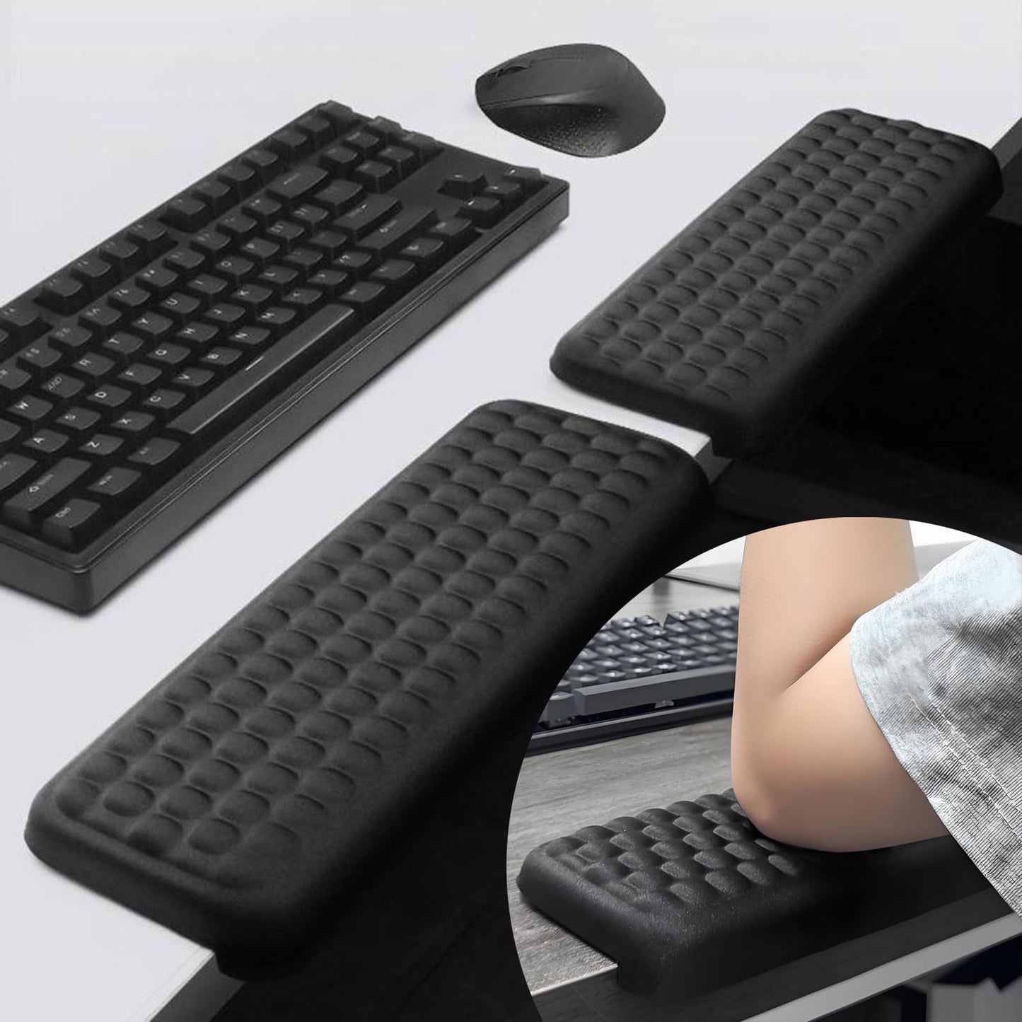 Memory Foam Ergonomic Armrest Pads for Office Chair,Computer Desk Arm Rest Support Cushion with Anti-Slip,Arm Wrist Elbow Extender Protector for Home Office Gaming–Black,2 PCs