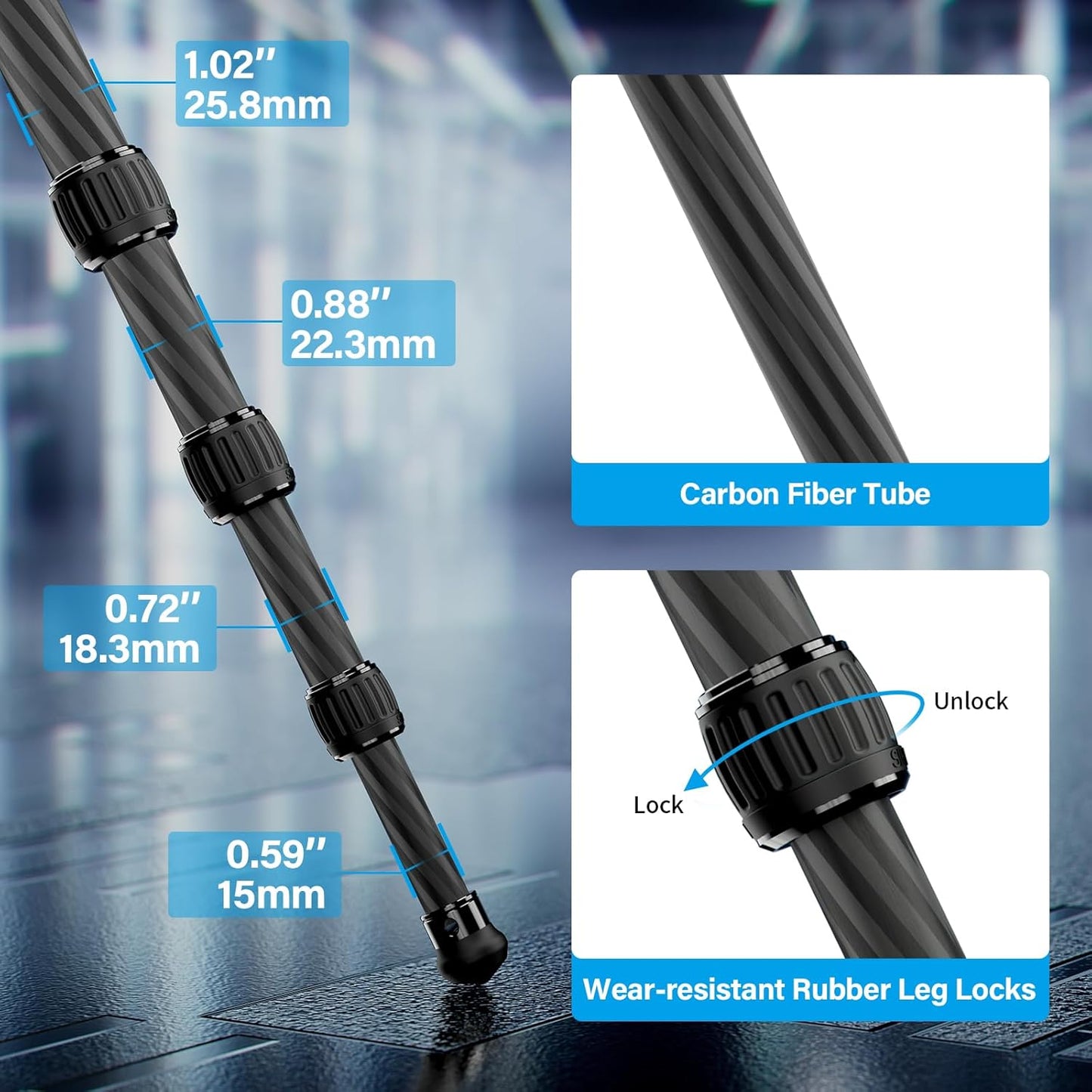 SIRUI 50.2" Carbon Fiber Travel Tripod, Compact Professional Camera Trippod with Low Profile Ball Head, Quick Release System, Load Up to 26.5lbs/12kg, AM-254+KS-20