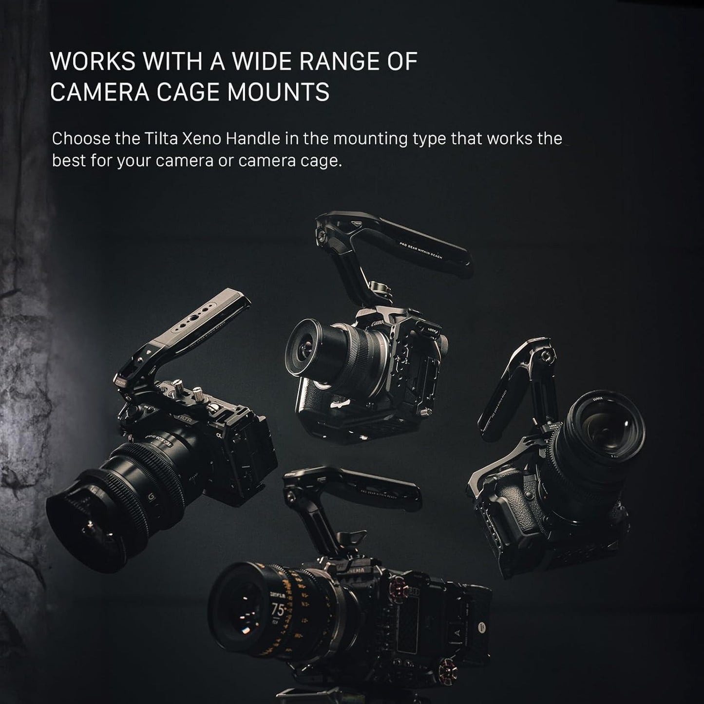 Tilta Xeno Top Handle for Filmmakers & Cameras - Black | Aluminum Alloy and Silicone Build | 1/4″-20 and 3/8″-16 Threads w/Locating Points | Safety Release Pin | Comfortable Handling (Cold Shoe)