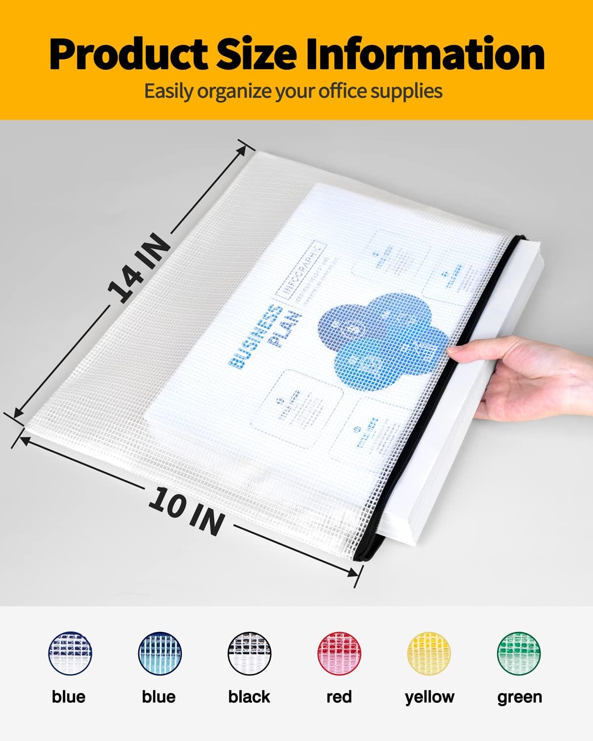 SUNEE Mesh Zipper Pouch 10x14 in (Black, 24 Packs), Extra Large Water-Resistant Zip Bag for School Office Supplies, Puzzles & Games Organizing Storage