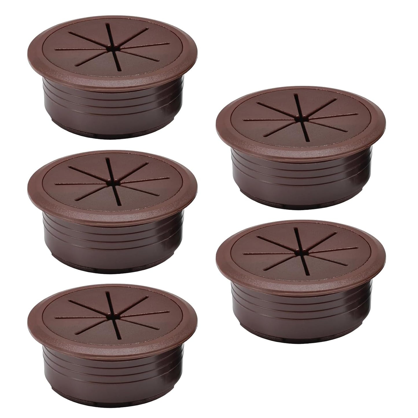 5 Pcs Desk Grommet 2-1/16" / 53 mm, Desk Hole Cover for Cables Coffee, Cable Grommet ABS Plastic, Desk Hole Grommet for Home & Office Pc, Detachable Cable Cord Organizer