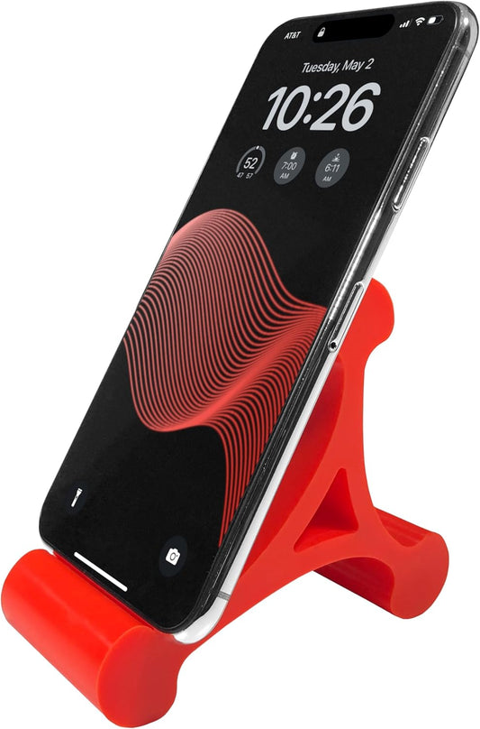 Skalene Phone Stand - 100% Silicone Rubber, Adjustable Phone Holder, Prop, Rest - Desk, Office, Home, Kitchen Accessory (Flash Red)