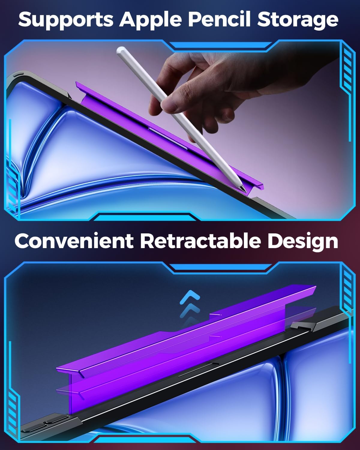 SIEBITU Clear Wireless Keyboard Case for iPad Air 11-inch (M3 2025/M2 2024) & iPad Pro 11-inch 4th 3rd 2nd 1st Gen, 7-Color Backlit with Multi-Touch Trackpad for 10.9" iPad Air 4th/5th Gen, Purple