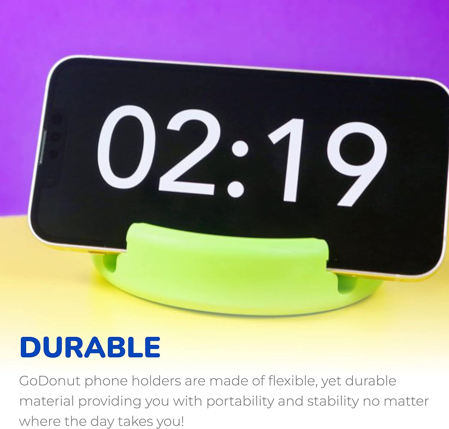 GoDonut – Phone Stand Original – Cell Phone Holder + Tablet Stand Desk Organizer – Compatible with Tablet, iPhone 16 15 14 Pro Max, Android & Most Smartphones - Orange