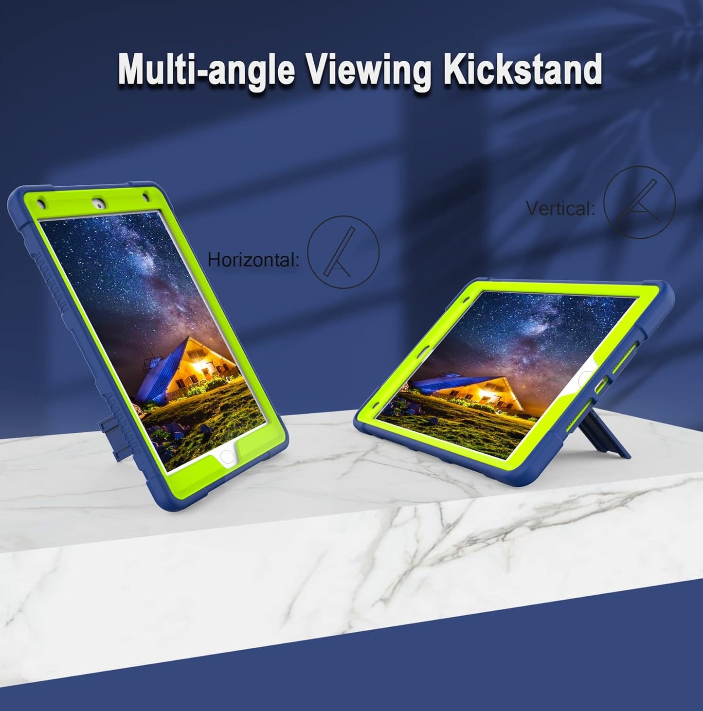 Rantice iPad 9th Generation Case, iPad 8th Generation Case, iPad 7th Generation Case, Hybrid Shockproof Rugged Drop Protection Cover with Kickstand for iPad 10.2'' (Navy+Green)