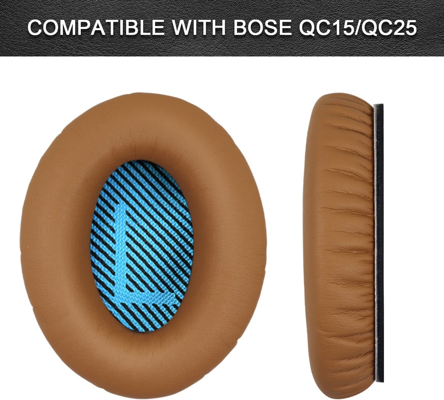 Replacement Ear Pads for Bose QuietComfort 15(qc15/QC15), Headphone Ear Covers, High Density Memory Cotton, Soft Leather, Adaptive Noise Isolation Headphones Pads Cushions-Khaki