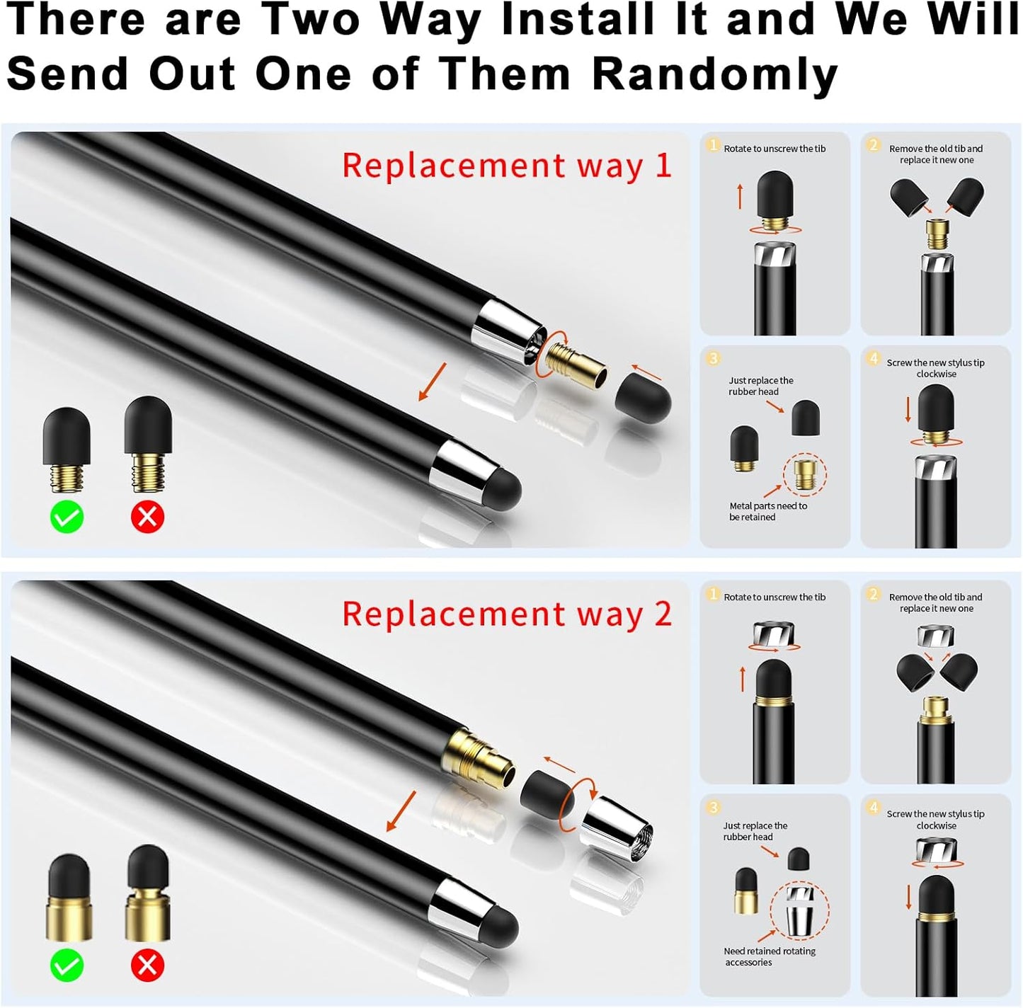 10 PCS Stylus,Stylus Pen for Touchscreen,Stylus 2-in-1 High Sensitivity & Precision Suitable for All Touch Screens of iPhone/ipad/Android Tablets(10 Stylus Pen Gold/Black + 20 Tips)