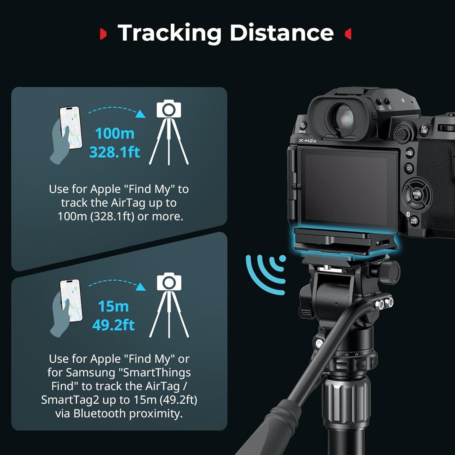 SMALLRIG Mount Plate for AirTag, Quick Release Camera Mount Baseplate for Arca-Type, Built-in EVA Pad, 1/4"-20 Screws, for FUJIFILM X-H2 / X-T4 / X-T5 / X-T50 / GFX 100S II / F8-X5M / X100V - MD5425