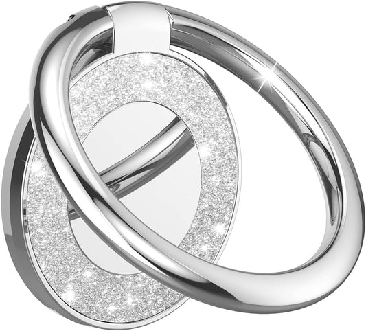 Cell Phone Ring Holder Stand, Cell Phone Grip Holder, Adhesive Phone Grip for Phones and Cases. (Glitter Silver)