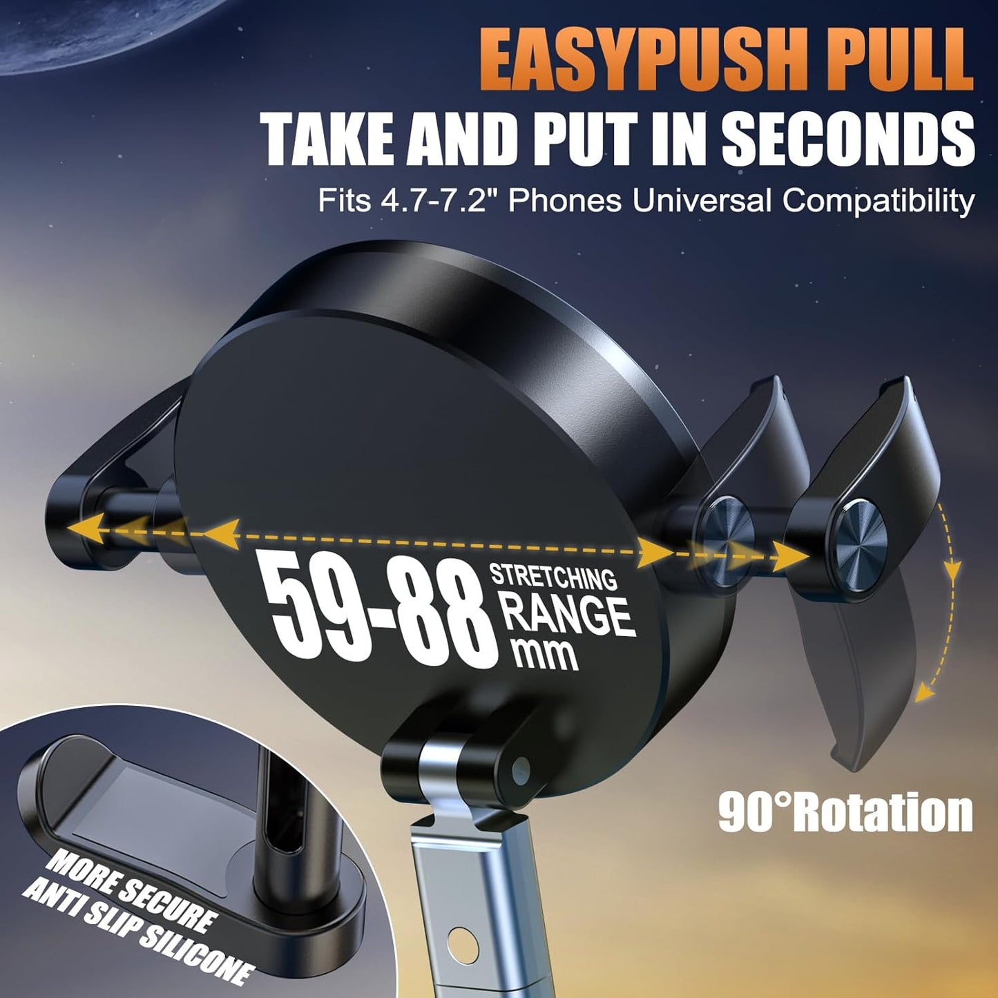 OOCC Magnetic Phone Holders for Your Car, 360°Rotating Adjustable Magsafe Car Phone Mount, Foldable Vacuum Magnetic Car Phone Holder for All Smartphones & All Car Models, Black