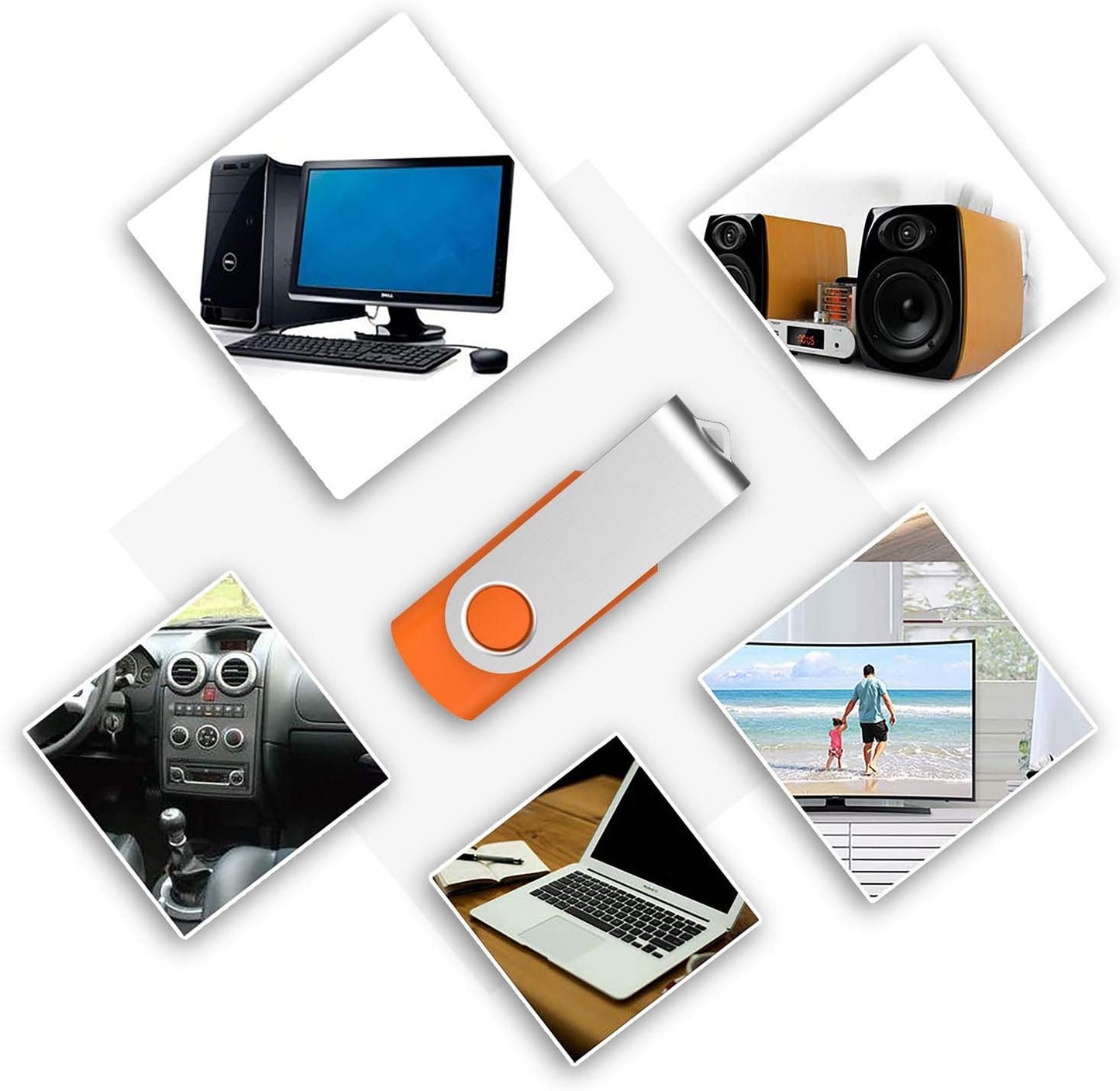 USB 3.0 Flash Drive KOOTION 10 Pack 32GB Thumb Drive 3.0 USB Stick Keychain Memory Stick Swivel Jump Drives, Mixcolors