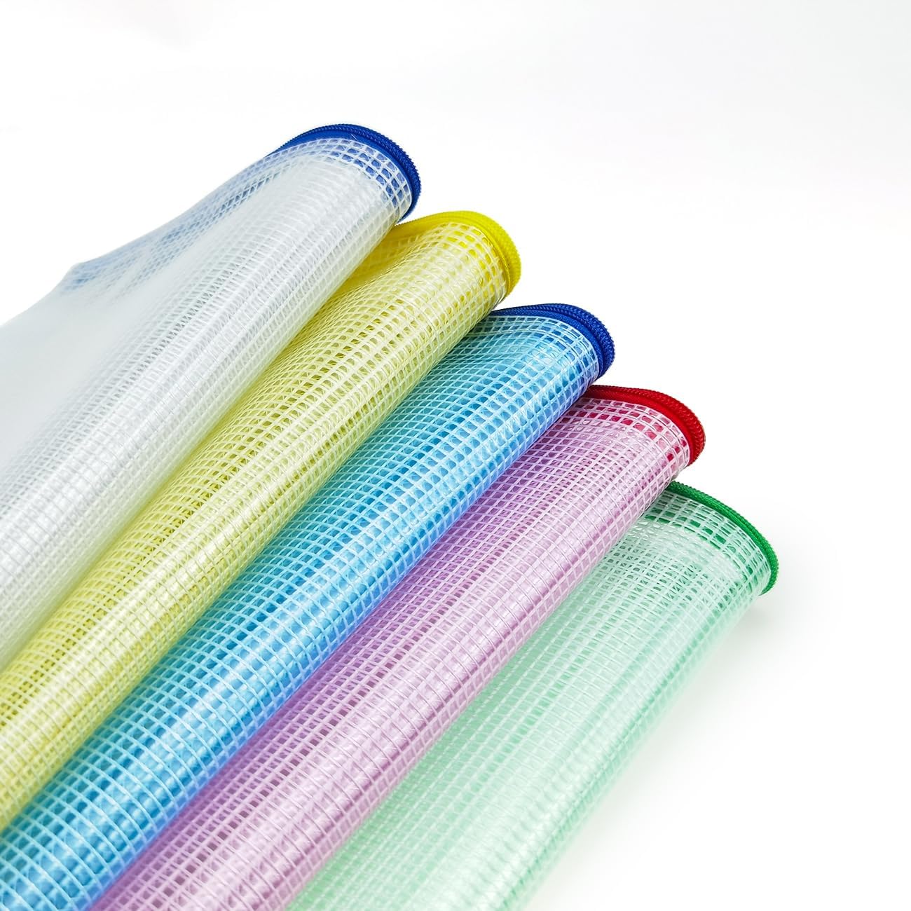 AUSTARK 10 Pcs Zipper File Bags, Waterproof Plastic Mesh Pouch for Office School, Board Game Storage Bags (B4 Size 15''x11'', Multicolored)