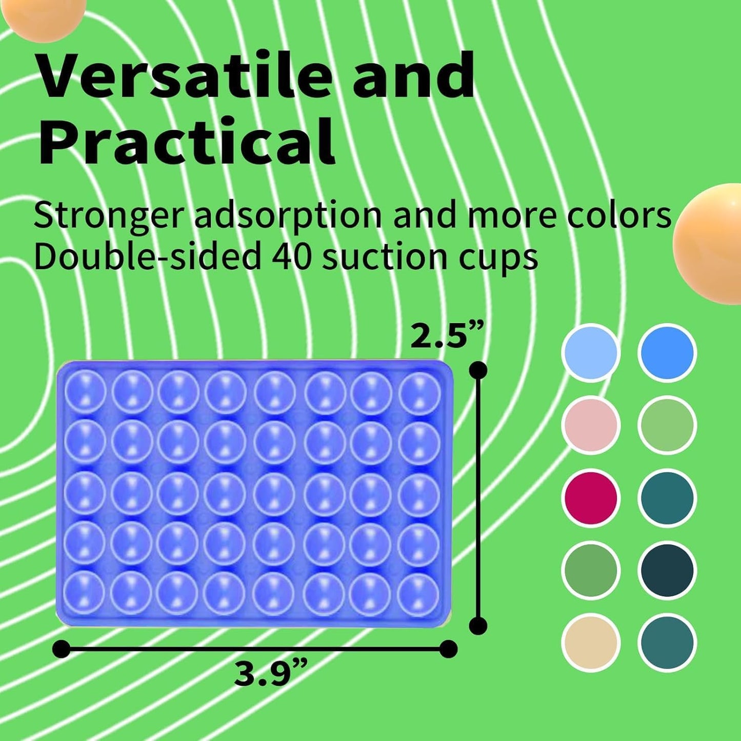Silicone Double Octo Buddy-Sided Suction Phone Grip Detachable Mount - Car Dashboard/Shower Phone Holder, Hands-Free For Selfies & Videos, TikTok/ASMR/Yoga - iphone & Android Compatible (Dark blue)