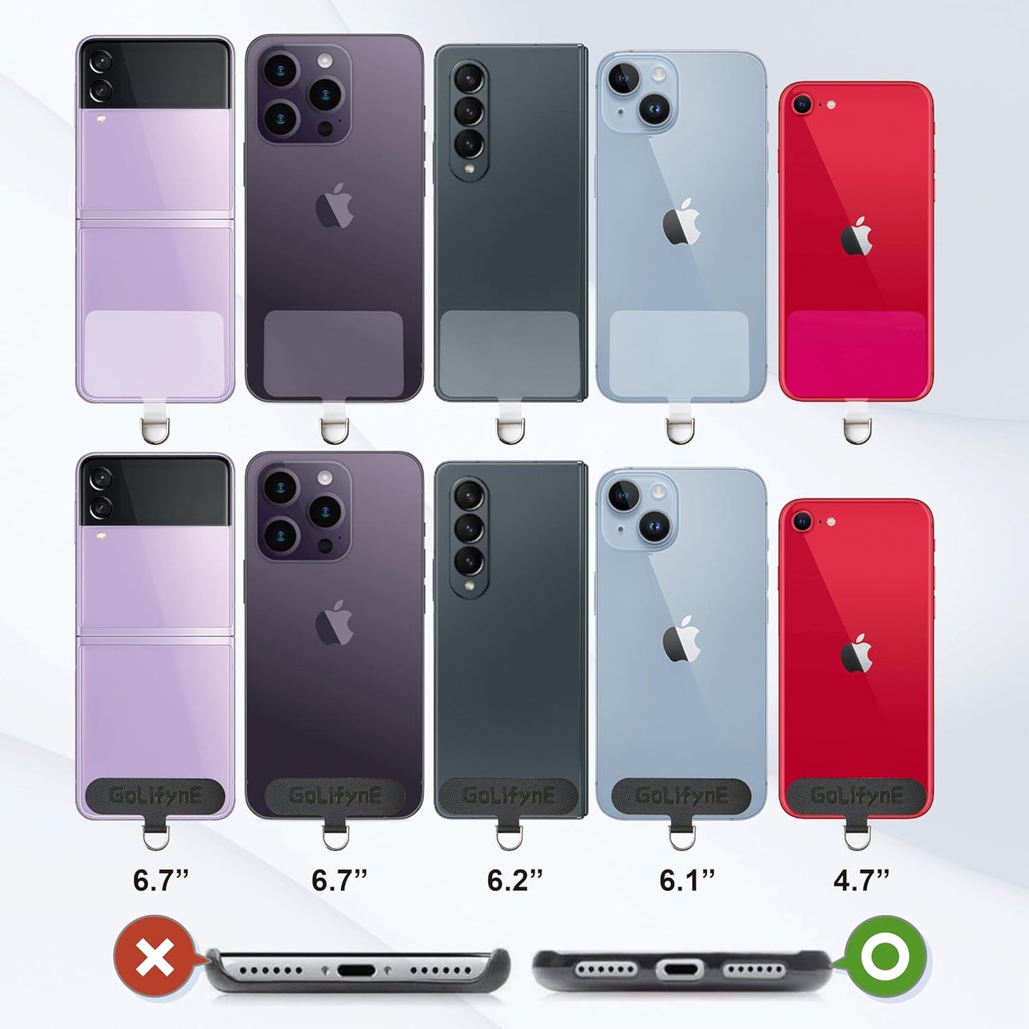 Universal Phone Lanyard, Anti-Theft Crossbody Strap for iPhone 16 Pro Max and Most Smartphones, Adjustable Cell Phone Neck Holder w/ 2 Non-Adhesive Tether Tabs for Men and Women, Black/Black