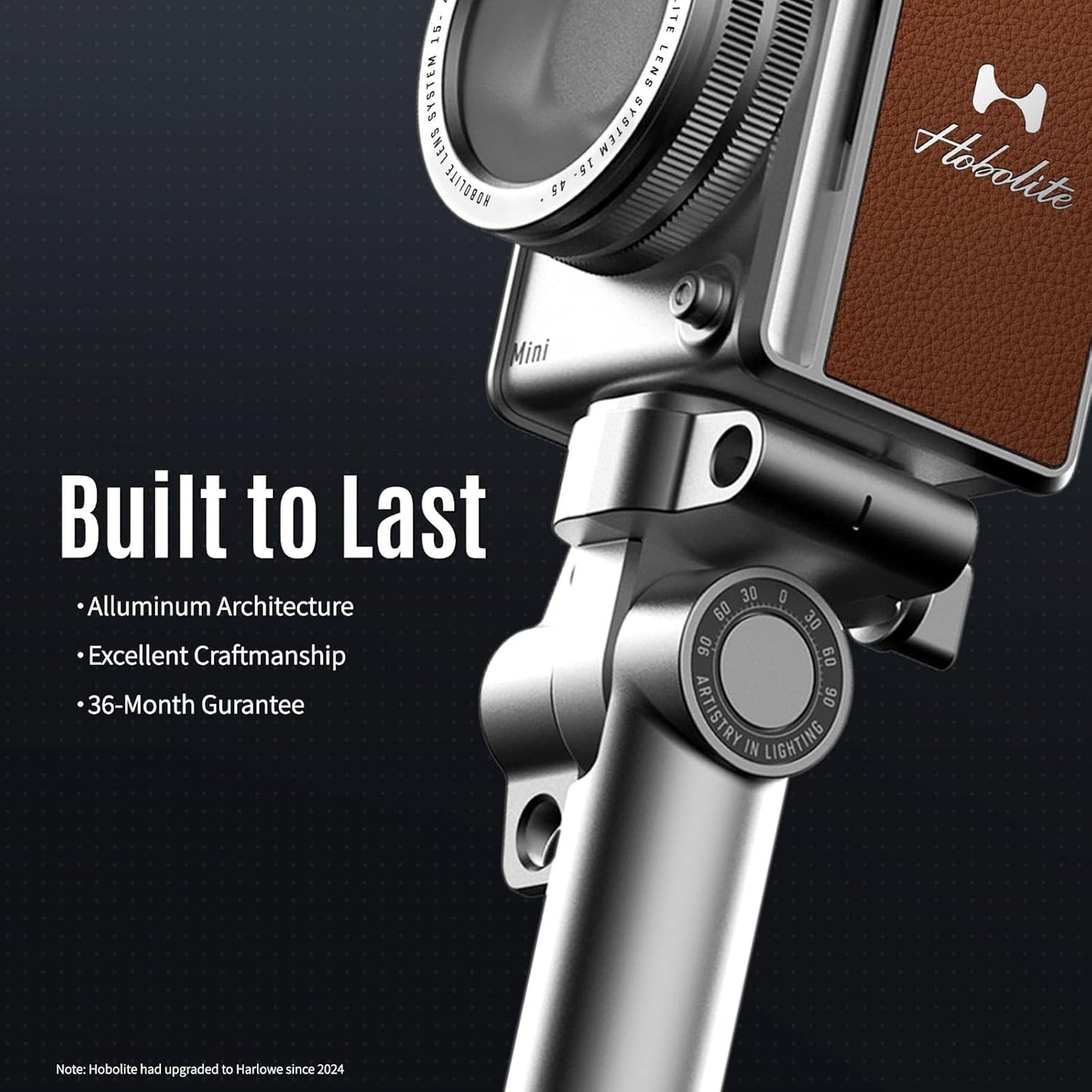 Harlowe Portable Mini LED Photography Lighting Standard Kit, 20W Travel Studio Light for Photoshooting and Video Recording, Bi-Color 2700K-6500K CRI/TLCI 96+ on Camera Light