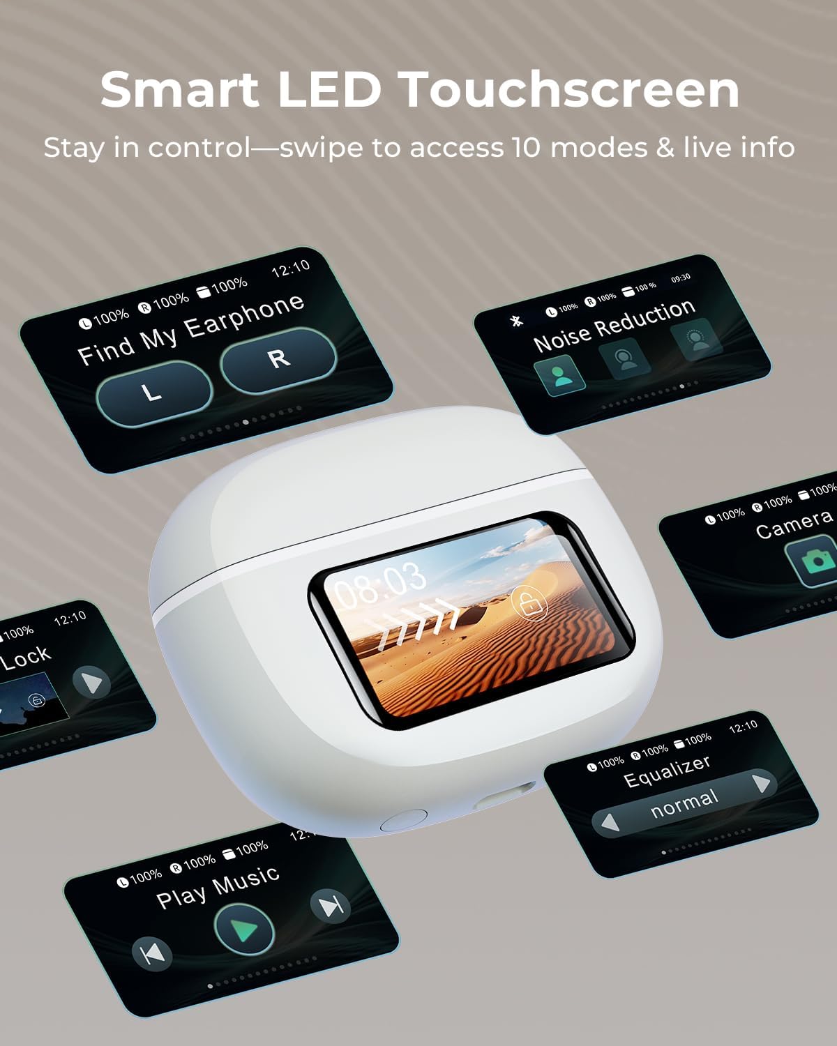 Wireless Earbuds, Ear Buds Active Noise Cancelling with Charging Case, 6.0 Bluetooth Earbuds with AI Clear Calls, 40H Playtime for Sports & Working, Stereo Sound Headphones for iPhone/Android/iPad