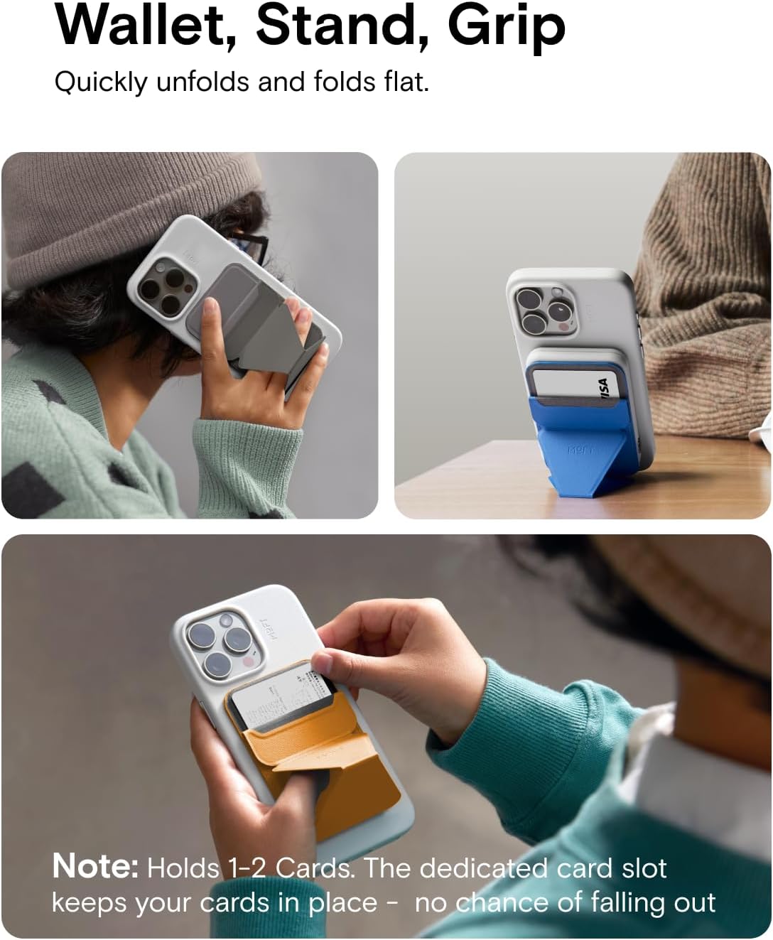 MOFT Magnetic Wallet Stand Compatible with iPhone 16/15/14/13/12 Series, Angle Adjustment & Magsafe Compatible MOVAS Phone Stand, Peach pink