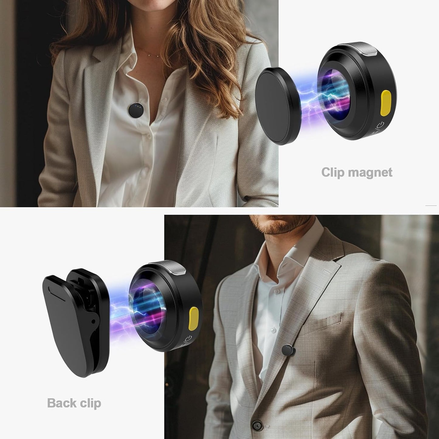 Wireless Lavalier Microphone for iPhone/Android with Lightning/USB C(2 TX+2 RX+Charging Case), Mini Microphone with Noise Cancellation, 35H Battery, Clip on Lapel Mic for Video Recording Vlog