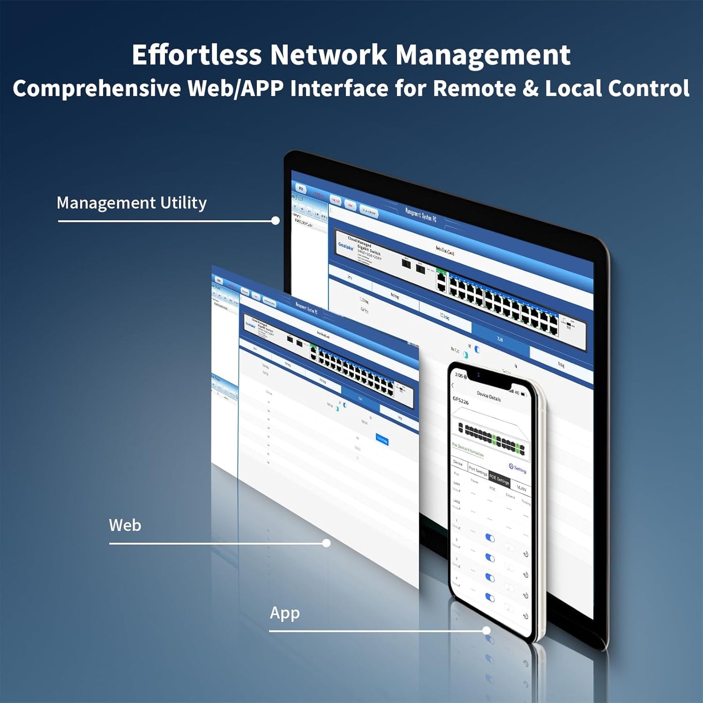 26 Port Gigabit Switch, Easy Smart Managed Ethernet Switch, Network Hub, Ethernet Splitter, Plug & Play, Industrial Grade Fan Metal Design, VLAN, Qos, Desktop or Wall Mount