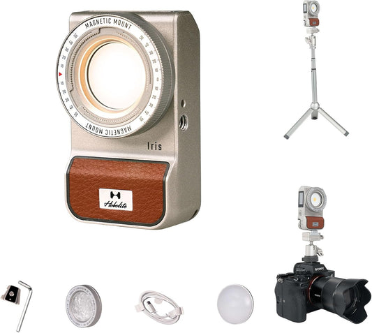 Harlowe Iris Content Creator Lighting Kit Portable 5W Bi-Color Camera Light 2700K-6500K Dimmable CRI/TLCI 96+, IP54, App Control LED Light for Photography and Video Recording, Standard Kit