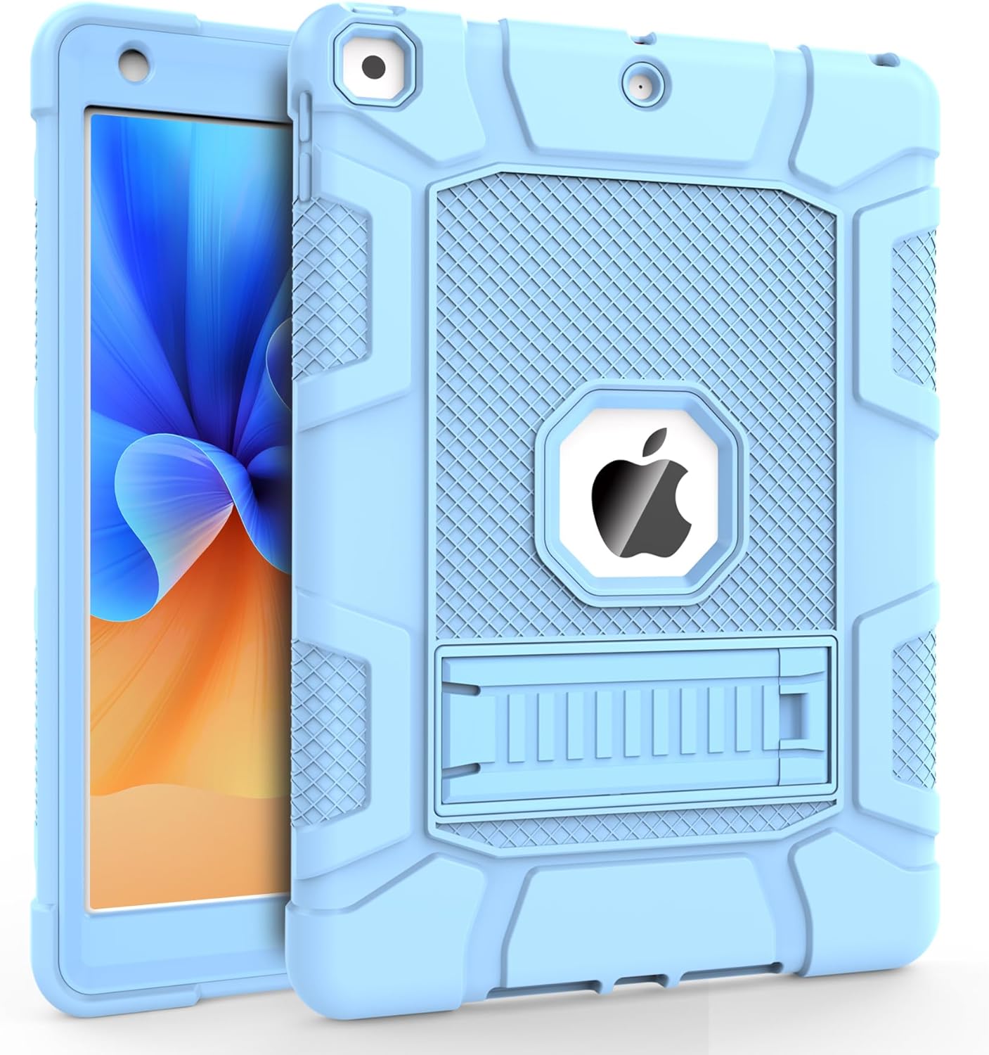 Rantice Case Compatible with iPad 9th Generation Case, iPad 8th Generation, iPad 7th Generation, Hybrid Shockproof Rugged Drop Protective Case with Kickstand for iPad 10.2'' (babybule), LightBlue