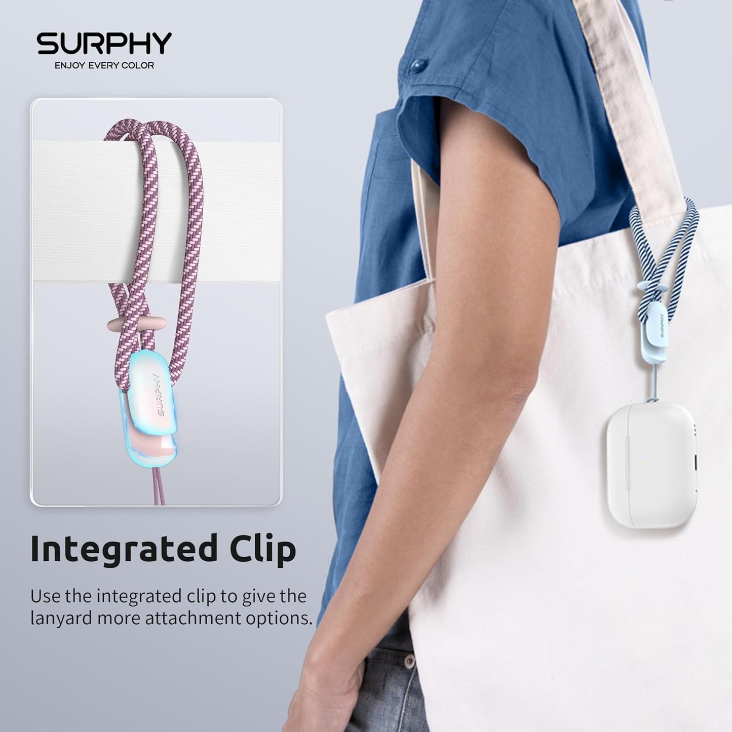 SURPHY 2 Pack Phone Lanyard for Cellphone Case, Phone Wrist Strap for Case, Cellphone Strap with 2-Color Braided, Charm Wrist Lanyard for Women and Men, Pink & Cloud Blue