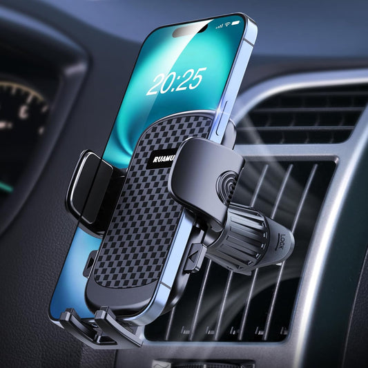 [2025 NEW] Car Phone Holder for Horizontal/Vertical Vent [Upgraded Metal Hook Clip] [Wider Clamp & Fit Thicker Case]Universal Cellphone Stand Car Mount Cradle for iPhone 16 Pro Max 15 14 13 SE Android