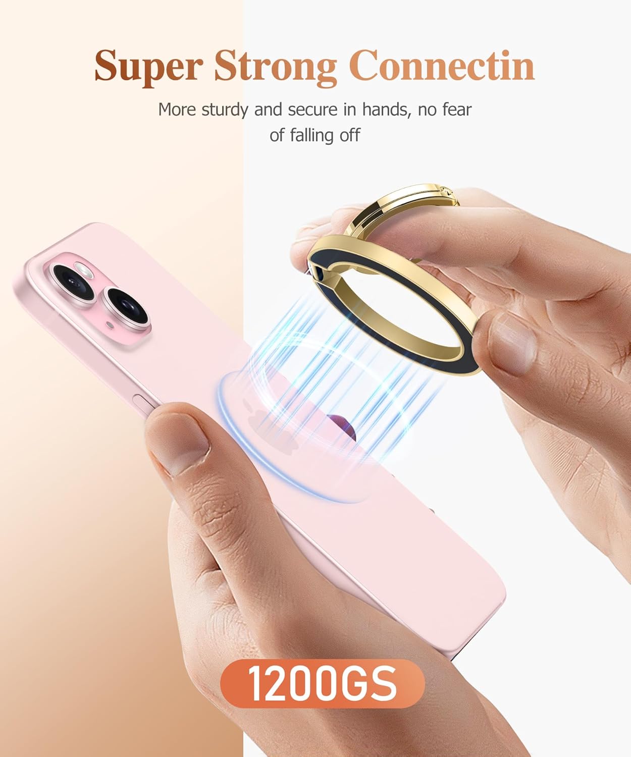 GVIEWIN Magnetic Phone Ring Holder, Compatible with MagSafe Phone Grip with Adjustable Stand, Magnet Phone Ring Kickstand for iPhone 16 Pro Max/Plus/15/14/13/12 Series/Other Phones (Pearly/Purple)