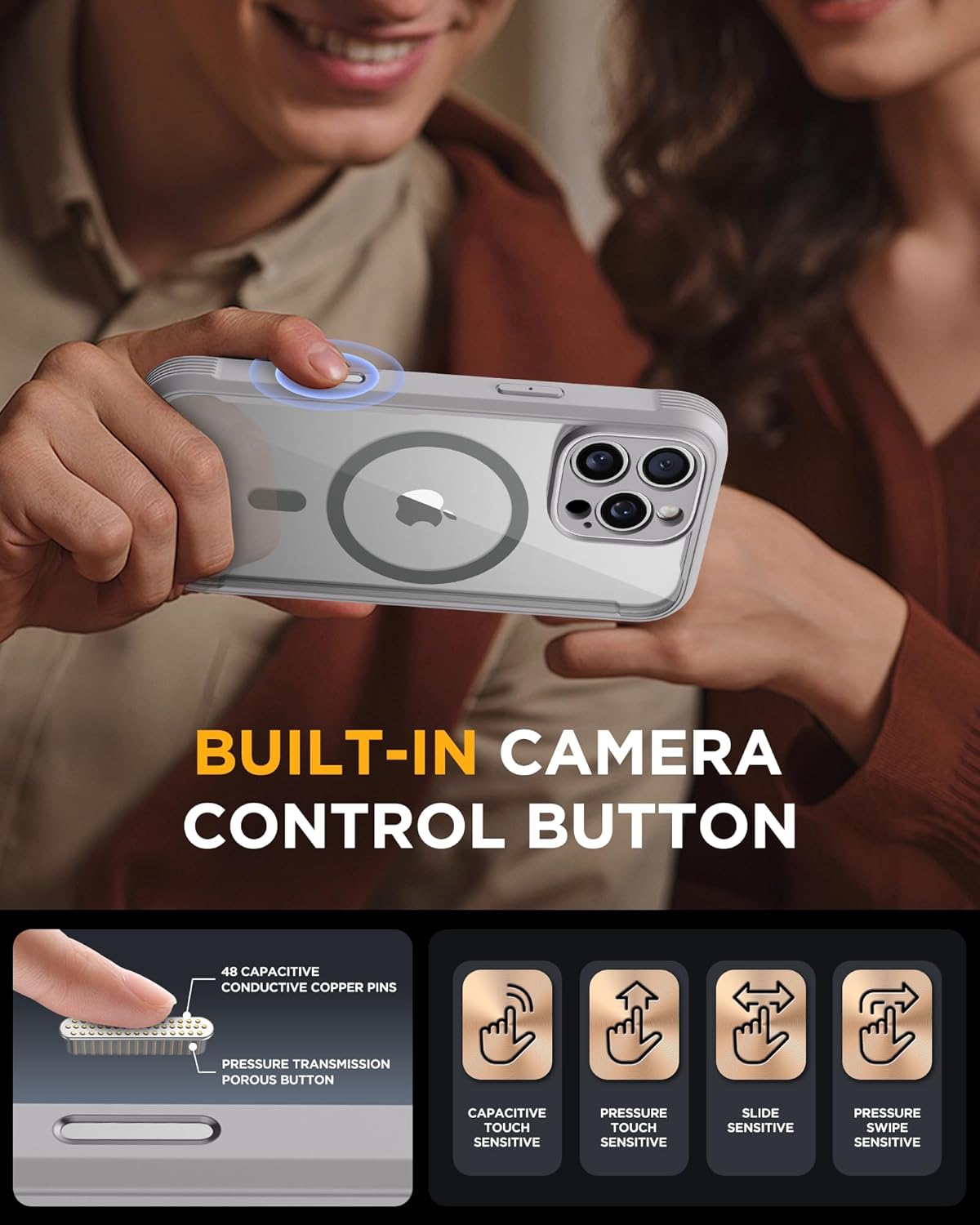 Miracase for iPhone 16 Pro Max Case 6.9'', [Bubble Free] Full-Body Phone case with Built-in Full Glass Screen &Lens Protector,Compatible with MagSafe,Drop Proof 16 Pro Max Cover, Grey