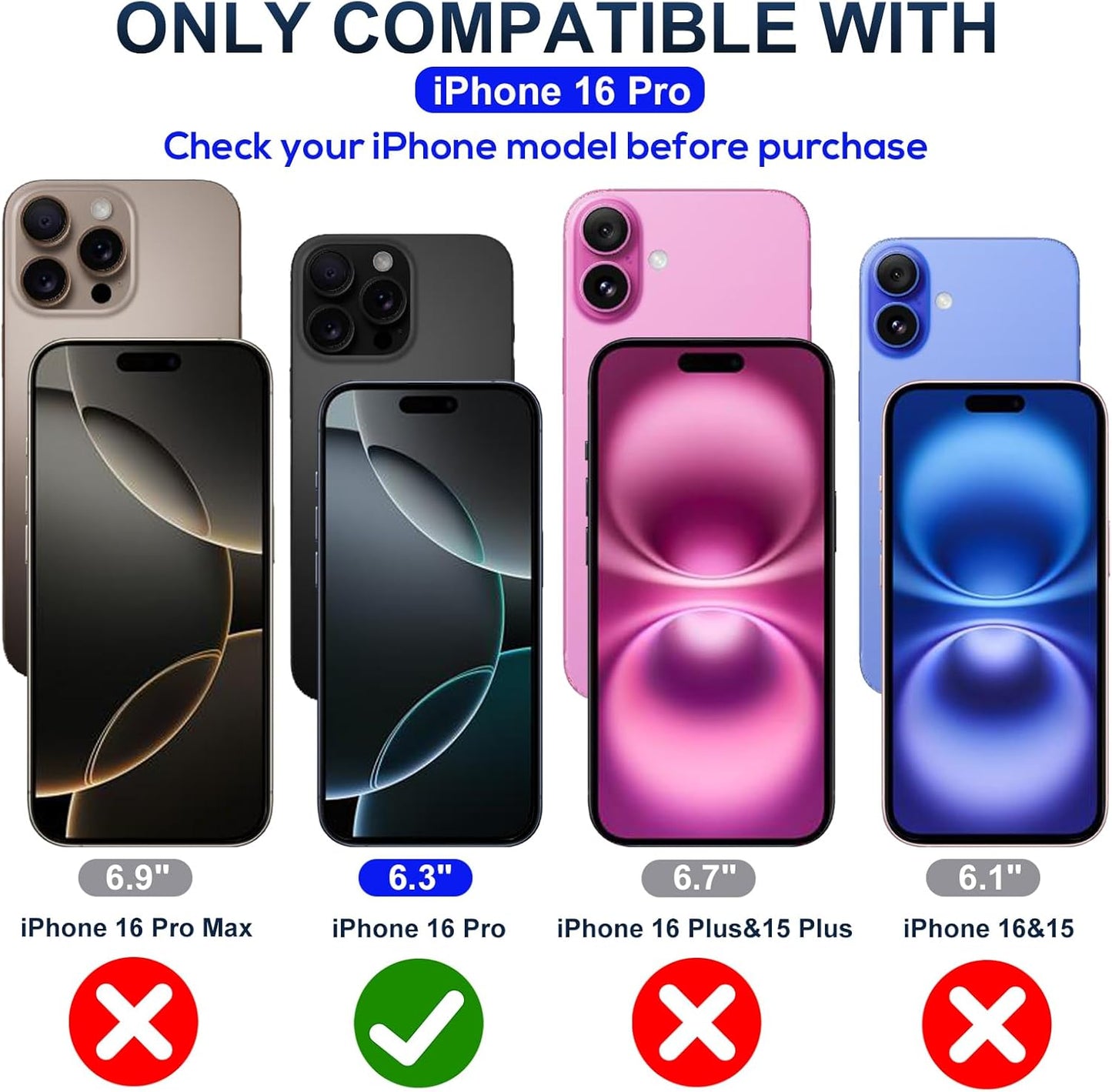 Screen Protector for iPhone 16 pro Blue Light Block,Military-Grade Shatterproof HD Tempered Glass with Easy Installation Tray,Touch Sensitive, 9H Hardness, Anti-Scratch,2 Pack