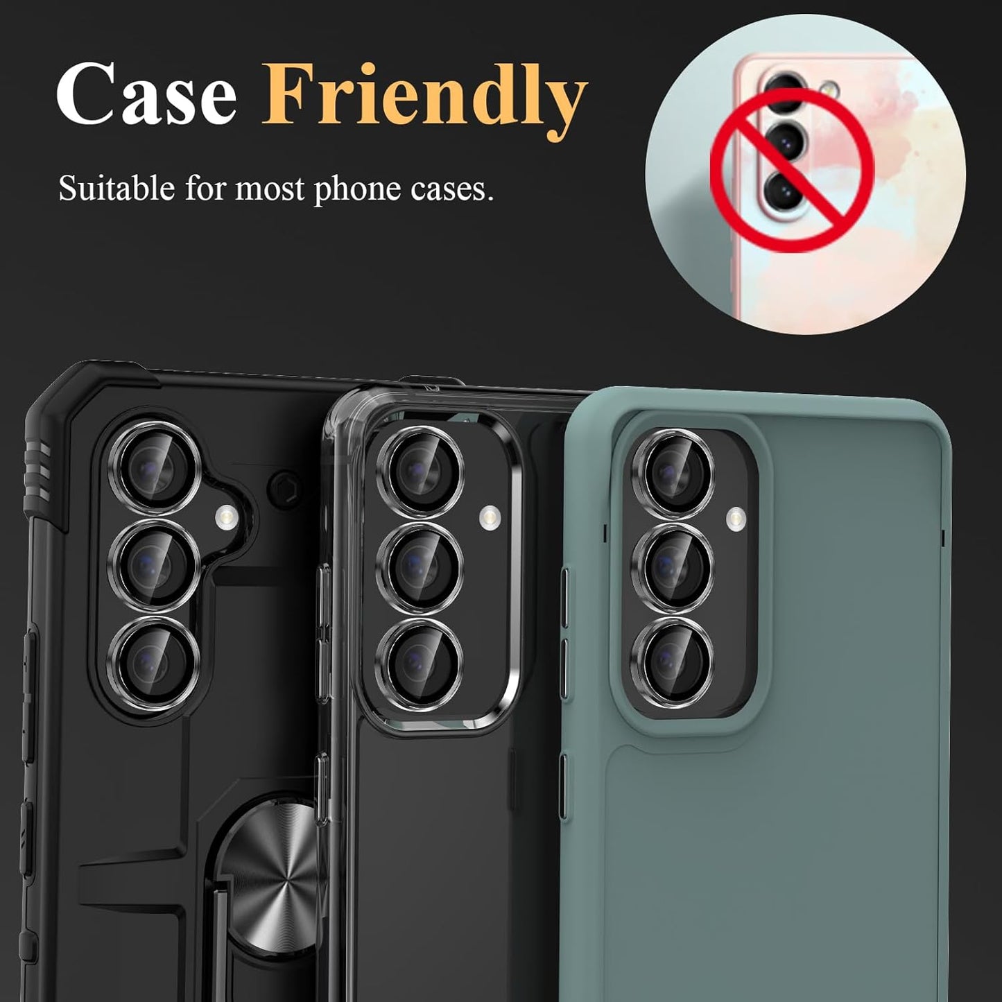 YWXTW Camera Lens Protector for Samsung Galaxy S24 / S23 / S23 Plus, [NOT for S24 Plus] 9H Tempered Glass HD Clear Individual Ring Camera Screen Protector for Galaxy S24 Accessories (Clear)