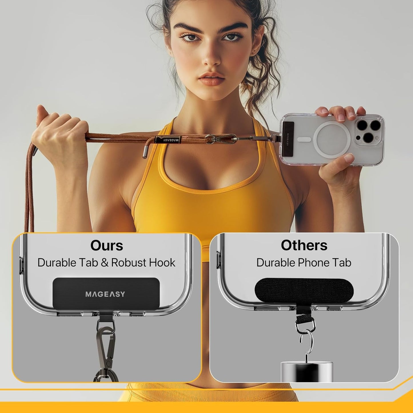 MAGEASY Universal Cell Phone Lanyard - Anti-Theft Rope Crossbody Phone Strap for iPhone 16 Pro Max & Most Smartphones, for Men & Women | 6mm Sage Green