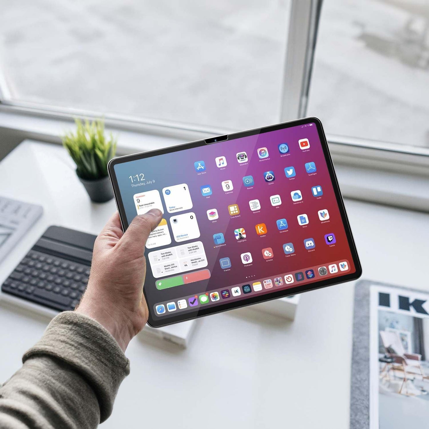 FLOLAB ONETIME NanoArmour Screen Protector for iPad Air 11 Inch 2024 Tempered Glass, TruColor, Blue Light Blocker, No Blue Tint, Original Display Color, Ultra Clear, Easy Install, Durable