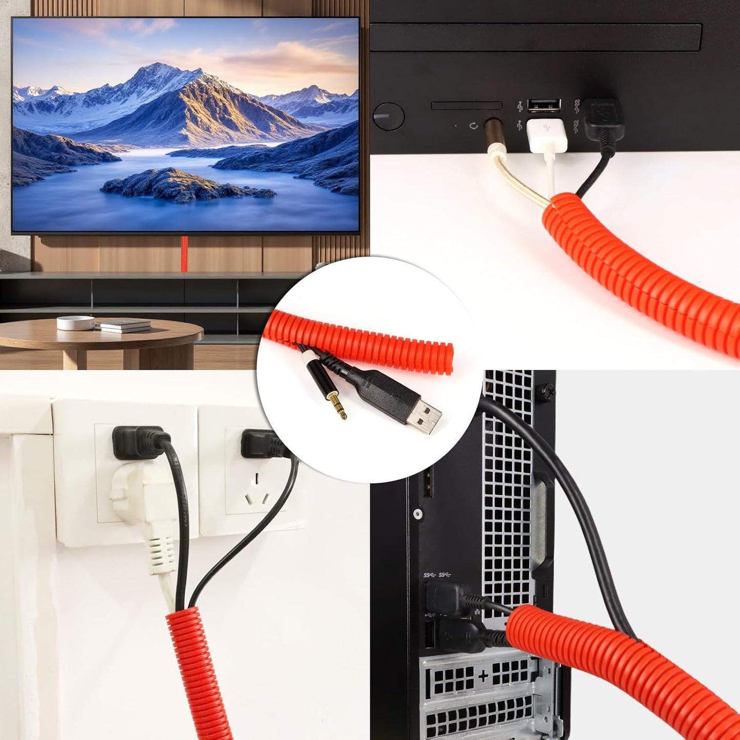 Split Wire Loom Tubing, 10,25ft Cord Protectors from Pets No Chew, Flexible Wire Covers Cord Protectors, Protective Split Cable Sleeve for Automotive Home Industrial Wires(Red, 0.51inch-25ft)