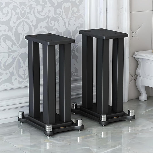 A Pair of Speaker Stands, Bookshelf Speaker Stand Steel Frame Support for Speakers up to 40 kg, Vibration-Absorbing MDF Design, Universal Speaker Stand Improves Sound Quality (80cm/31.4in)