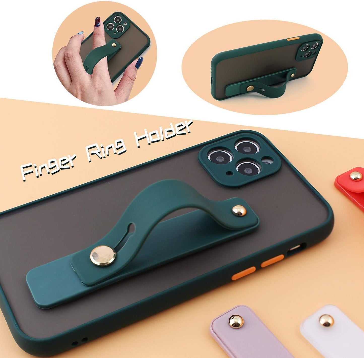 Removable and Reusable Cell Phone Grip Strap, Yetaida Telescopic Finger Kickstand Bracket Universal Silicone Phone Holder Stand and Portable Finger Loop for Most Smartphones Case (Black)