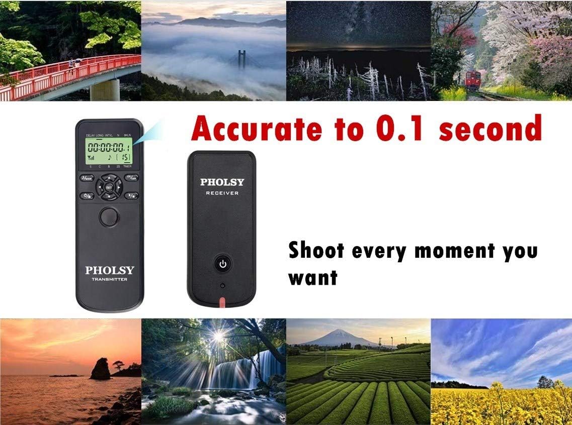 PHOLSY Wireless Timer Remote Control with Intervalometer HDR for Sony a1, a9, 9M2, a7M4, a7M3, a7RM2, a7RM3, a7RM4, a3500, a6600, a6500, a6400, a6100, RX100M4, RX100M6, RX100M7, RX10M4, HX99, a68
