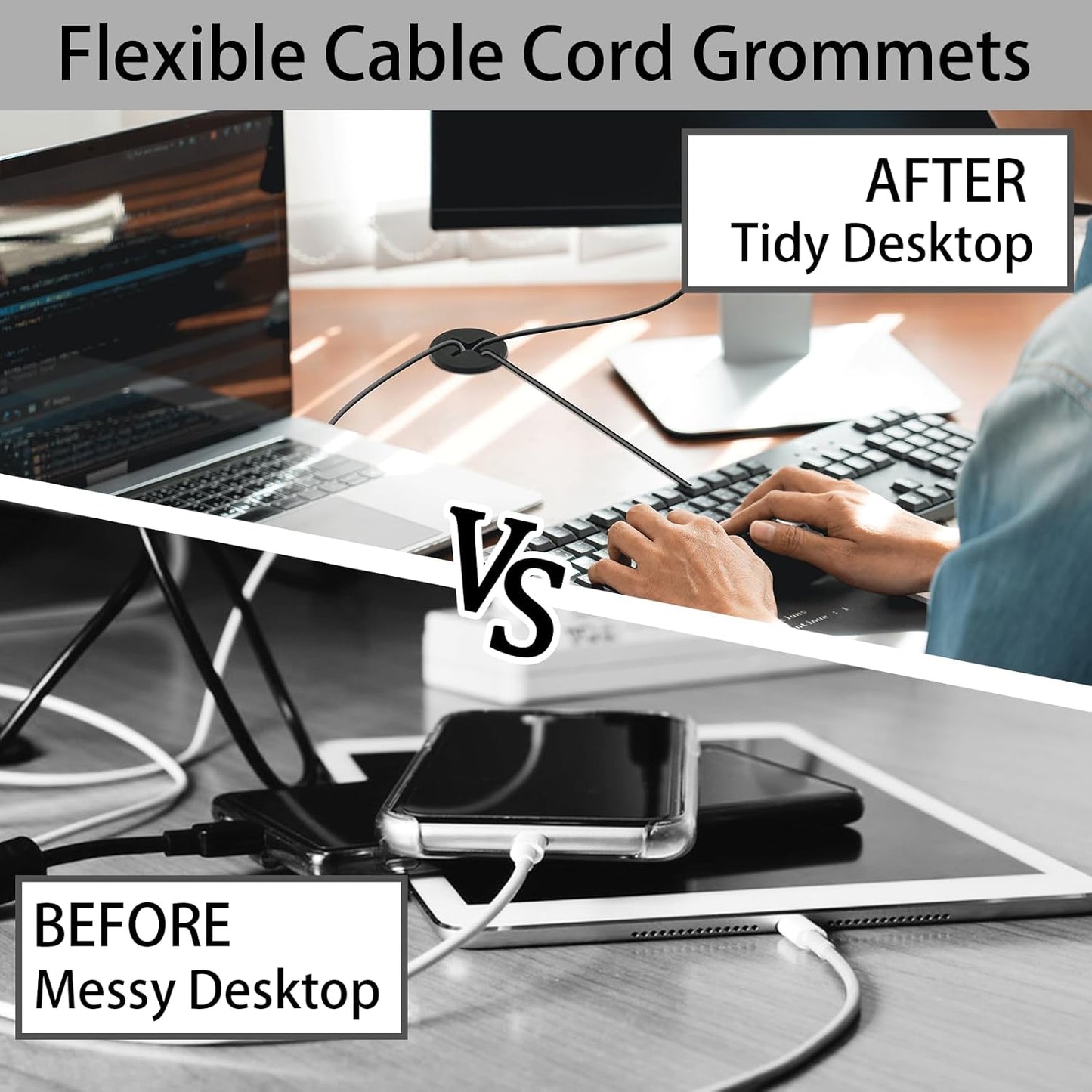 1 Inch（25mm) Desk Grommet, 13 Pieces Wire Grommet, Desk Hole Cover for Cables with Hole Saw,Plastic Cable Cord Wire Hole Cover for Desk, Table,Cabinet,Countertop and Other Furniture(Black)