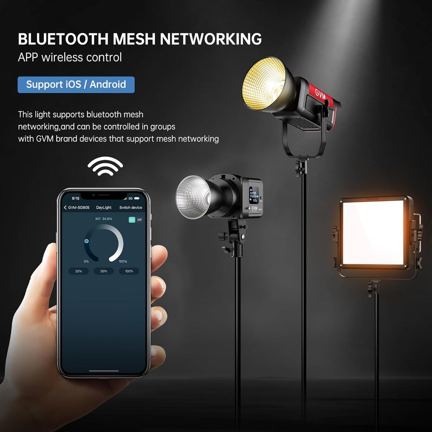 GVM 80W SD80S LED Video Light with Lantern Softbox and Tripod Stand Kit, 5600K Daylight Bowens Mount Studio Light, COB Continuous Output Lighting for Video Recording, APP Control, 12 Scenes, CRI97+