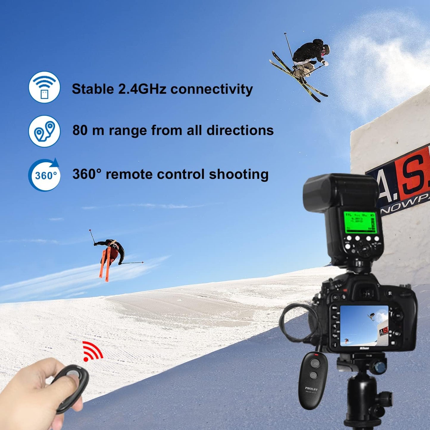 PHOLSY N10 for Nikon Shutter Release MC-DC2 Wireless Remote Control for Nikon Camera Z5, Z7 II, Z6 II, D750, D780, D7500, D7200, D7000, D5600, D5500, D5300, D3300, D90, P1000, P7700, P7800, P950