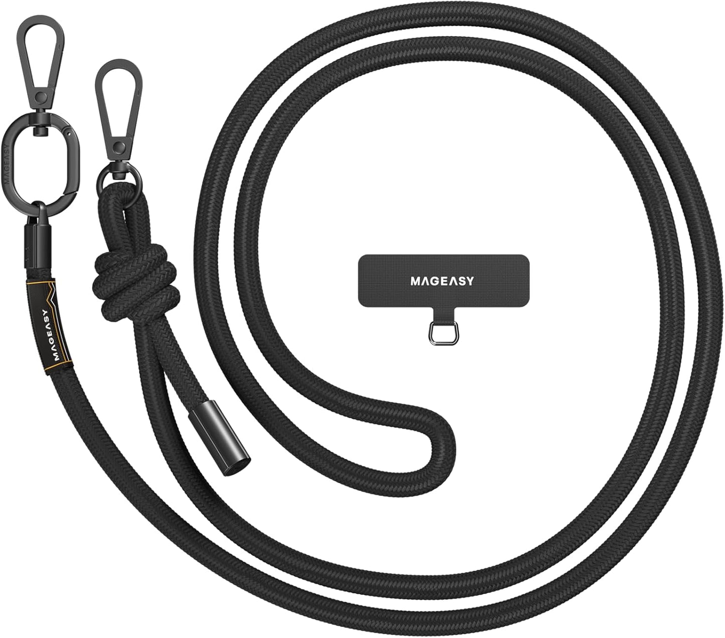 MAGEASY Universal Cell Phone Lanyard - Anti-Theft Thick Rope Crossbody Phone Strap for iPhone 16 Pro Max & Most Smartphones, for Men & Women | 8.3mm Black