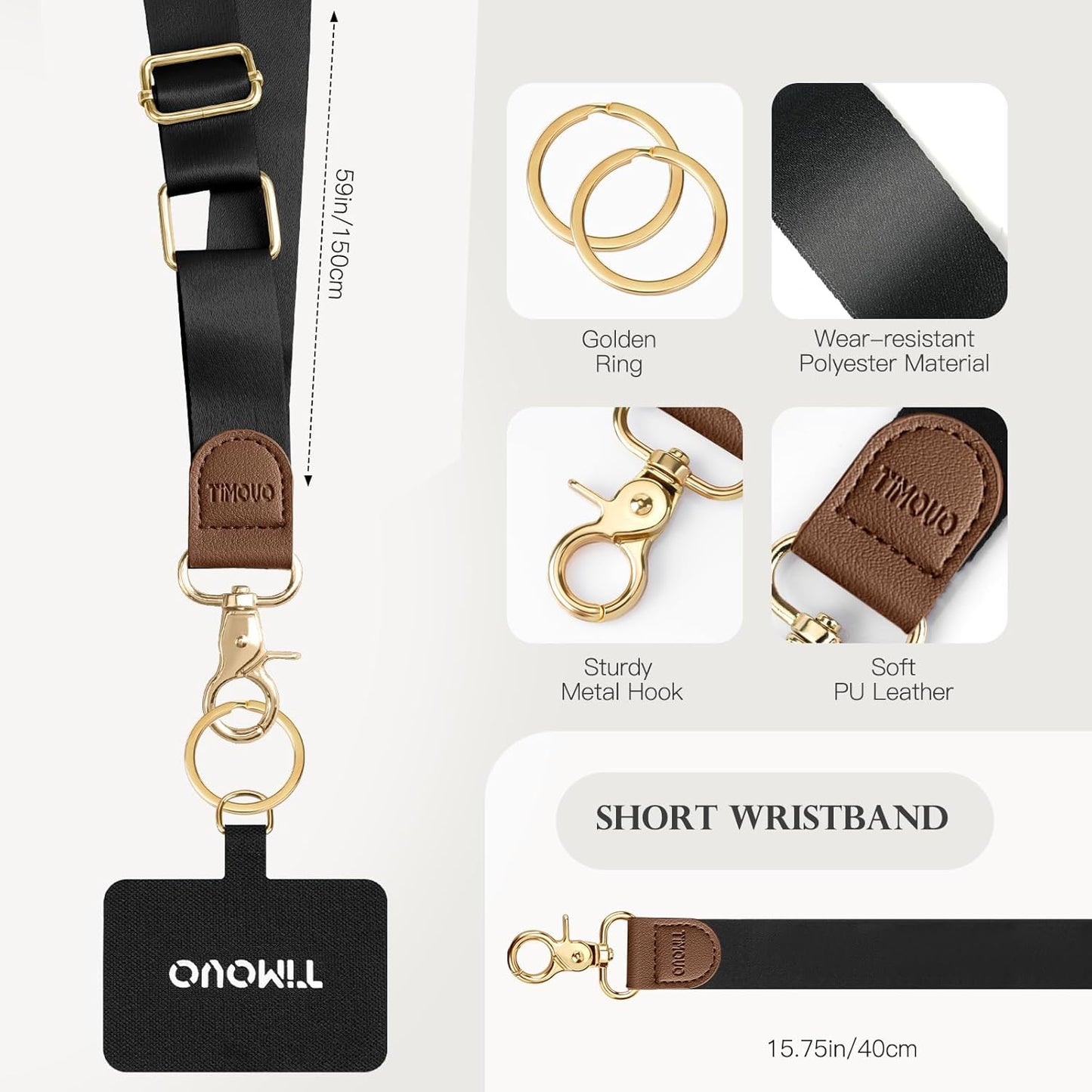 TiMOVO Phone Lanyard Crossbody Wrist Strap, Adjustable Anti-Theft Strap for Smartphone Case