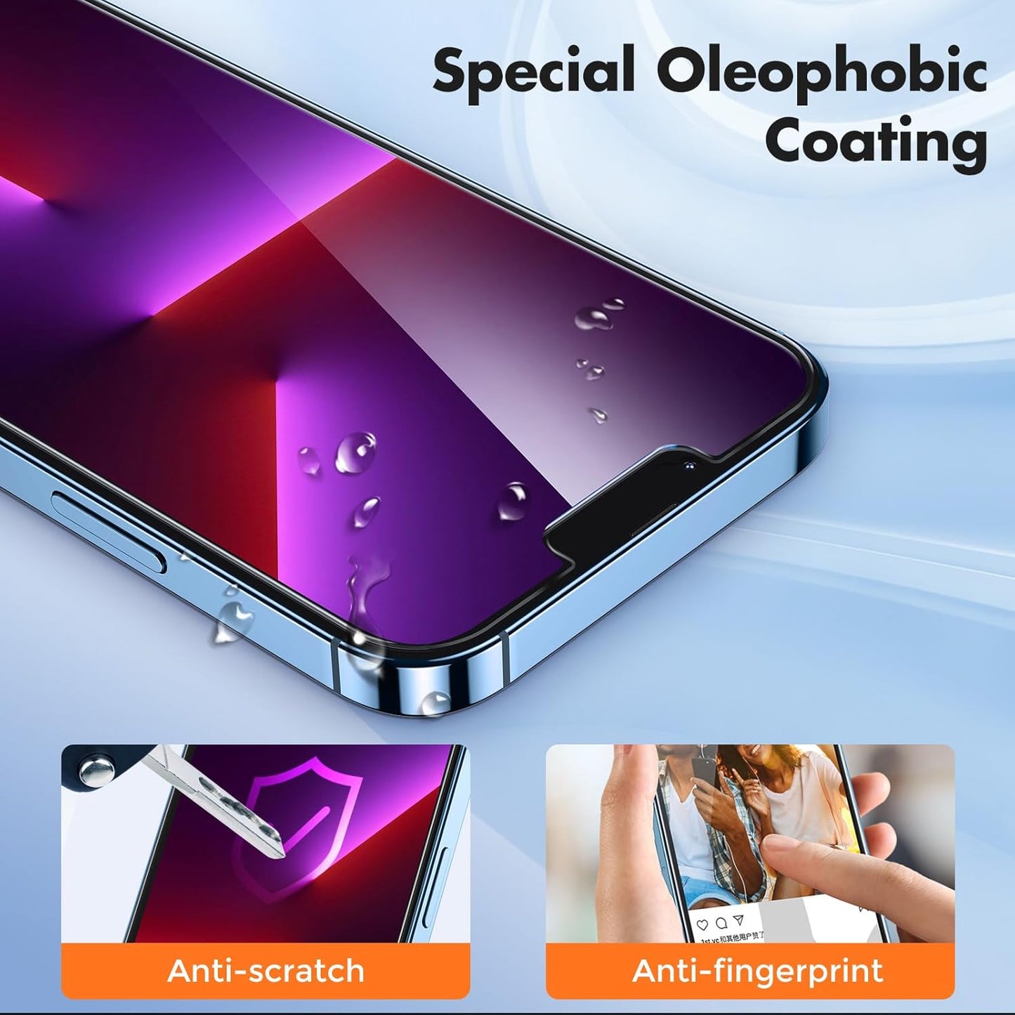 UNBREAKcable 2-Pack Screen Protector for iPhone 14 Plus/iPhone 13 Pro Max, Double Shatterproof Tempered Glass [Easy Installation] [9H Hardness] [99.99% HD Clear] [Case Friendly] for iPhone 6.7 inch