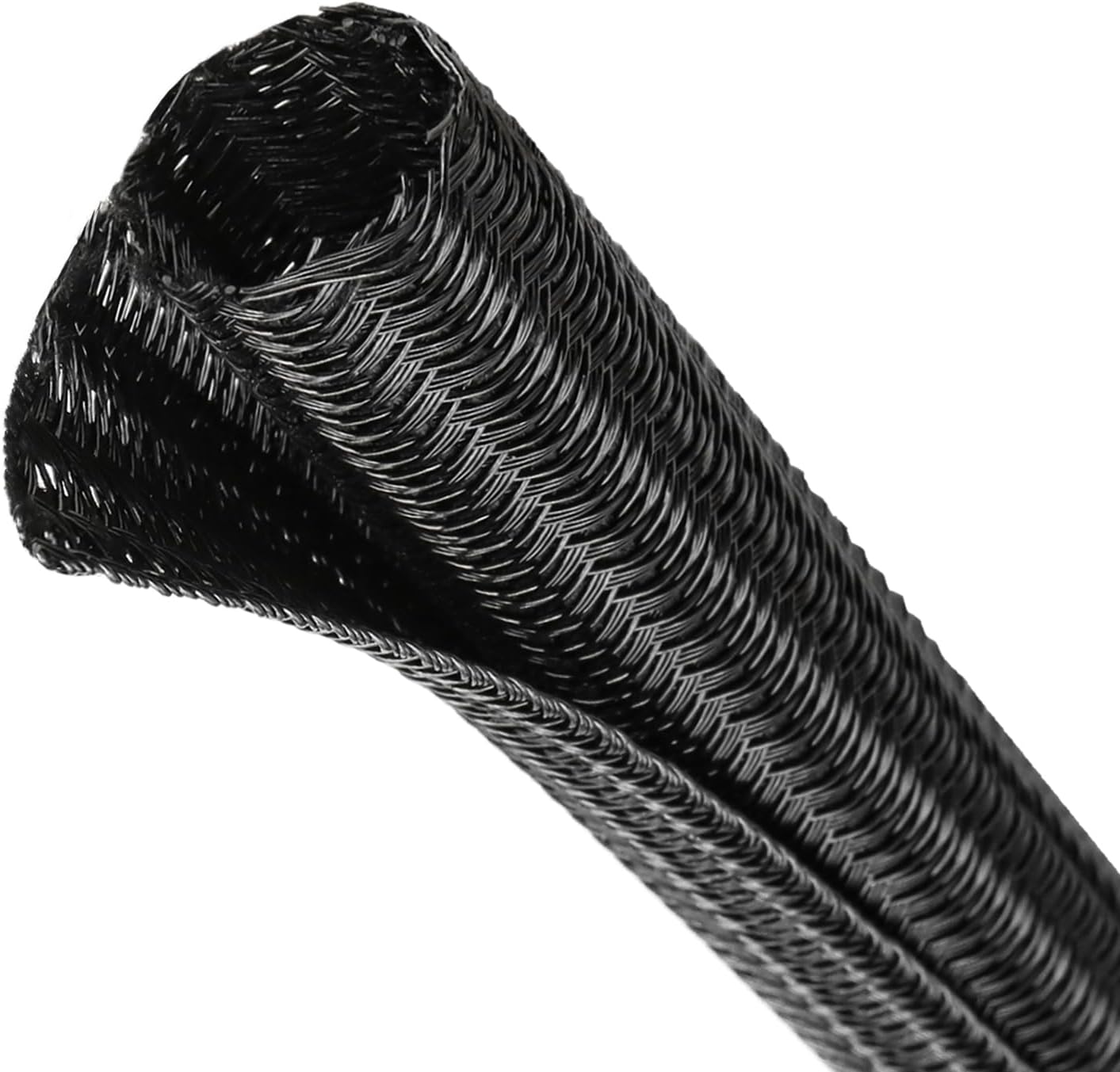 Split Wire Loom Tubing, Cable Protector Sleeve, Braided Cable Management for TV/Computer/Home Theater/Engine Bay, Cord Protectors from Pets No Chew (Black, 3/4"-25ft)