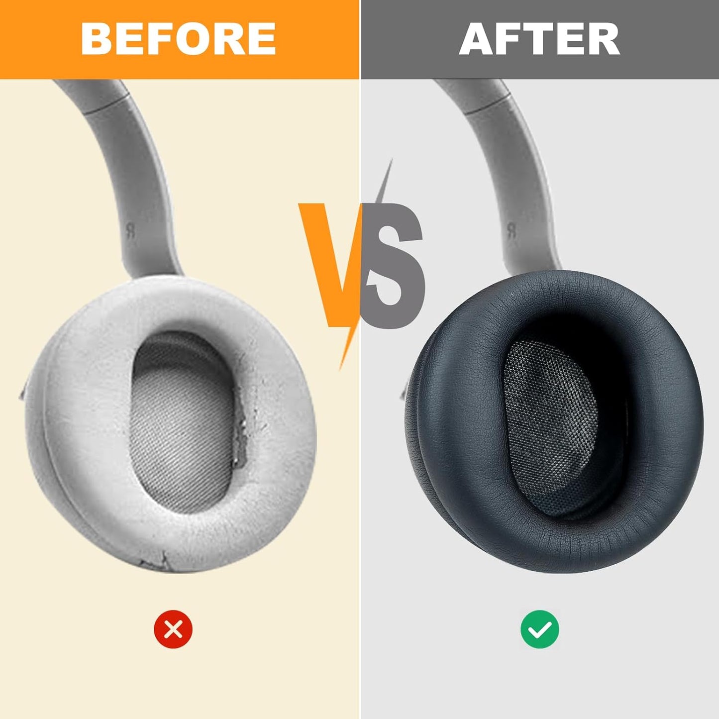 Replacement Earpads for Microsoft Surface Headphones 1 2 Wireless Noise Cancellation Headsets,Ear Pads Cushions with High-Density Noise Isolation Foam,Soft Protein Leather-Black