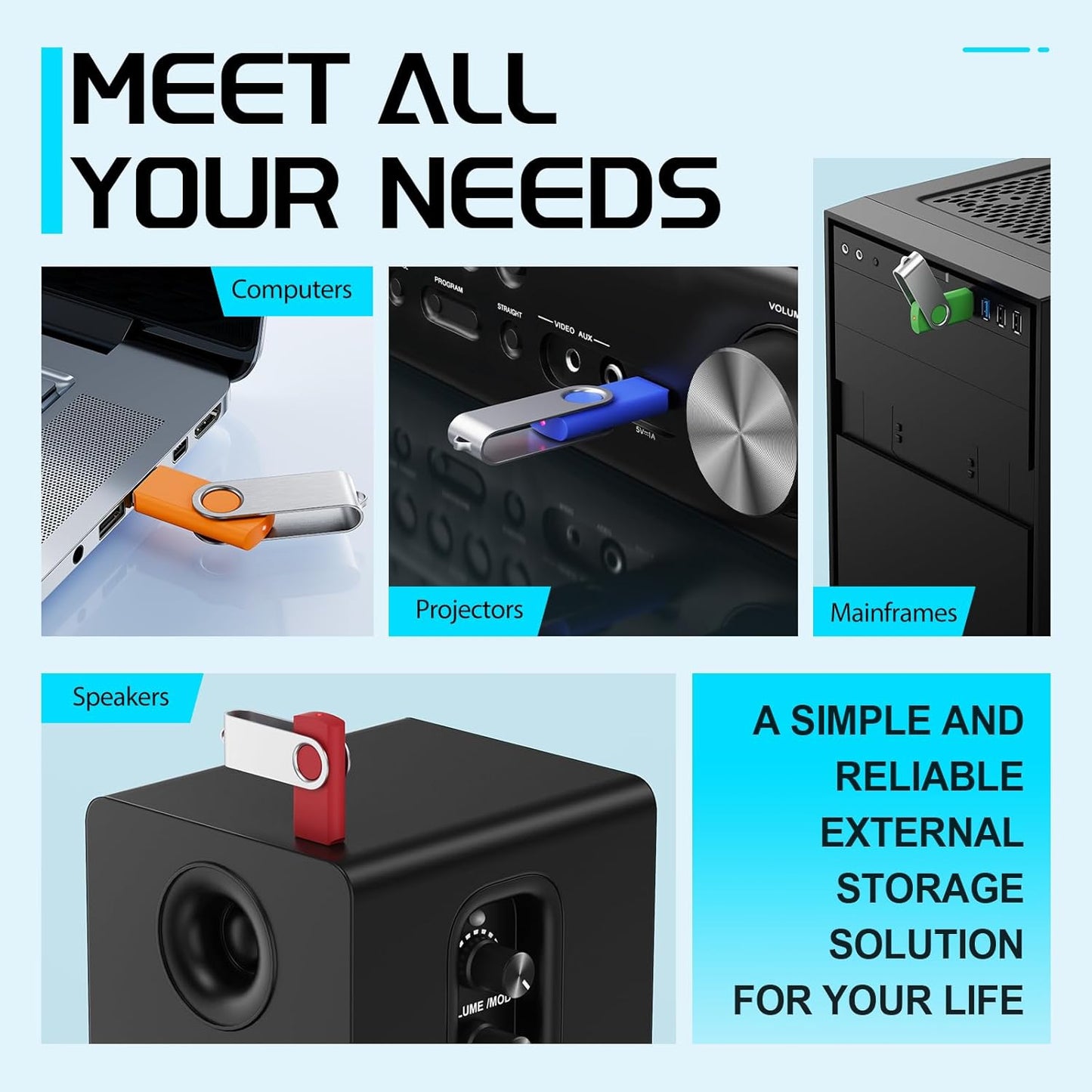 FEBNISCTE Memory Stick 1GB USB Flash Drive Bulk 10 Pack - Bulk 1 GB USB 2.0 Stick Pendrive Multi-Coloured Thumb Drive - Swivel USB-Key Value Data Storage Jump Drive with 10pcs Ropes